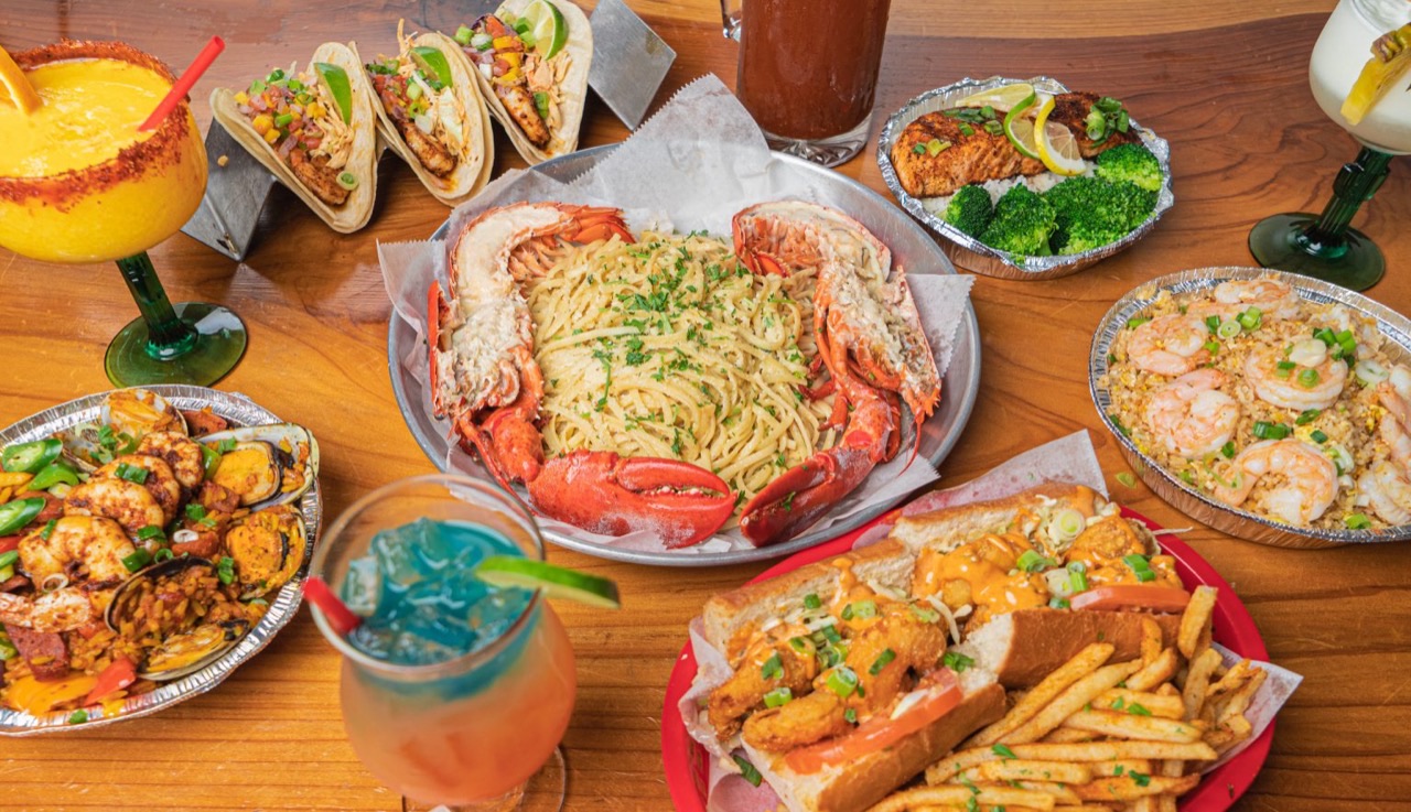 Close-up of Cajun seafood with sauce